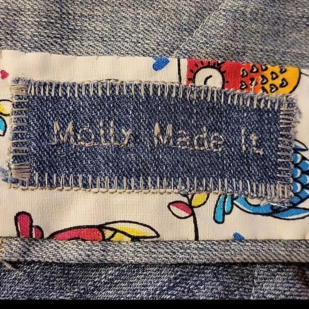HAND CRAFTED Rag Quilt UPCYCLED Denim Blue Jeans Owl Cotton Fabric 55"x 41" - Picture 2 of 16